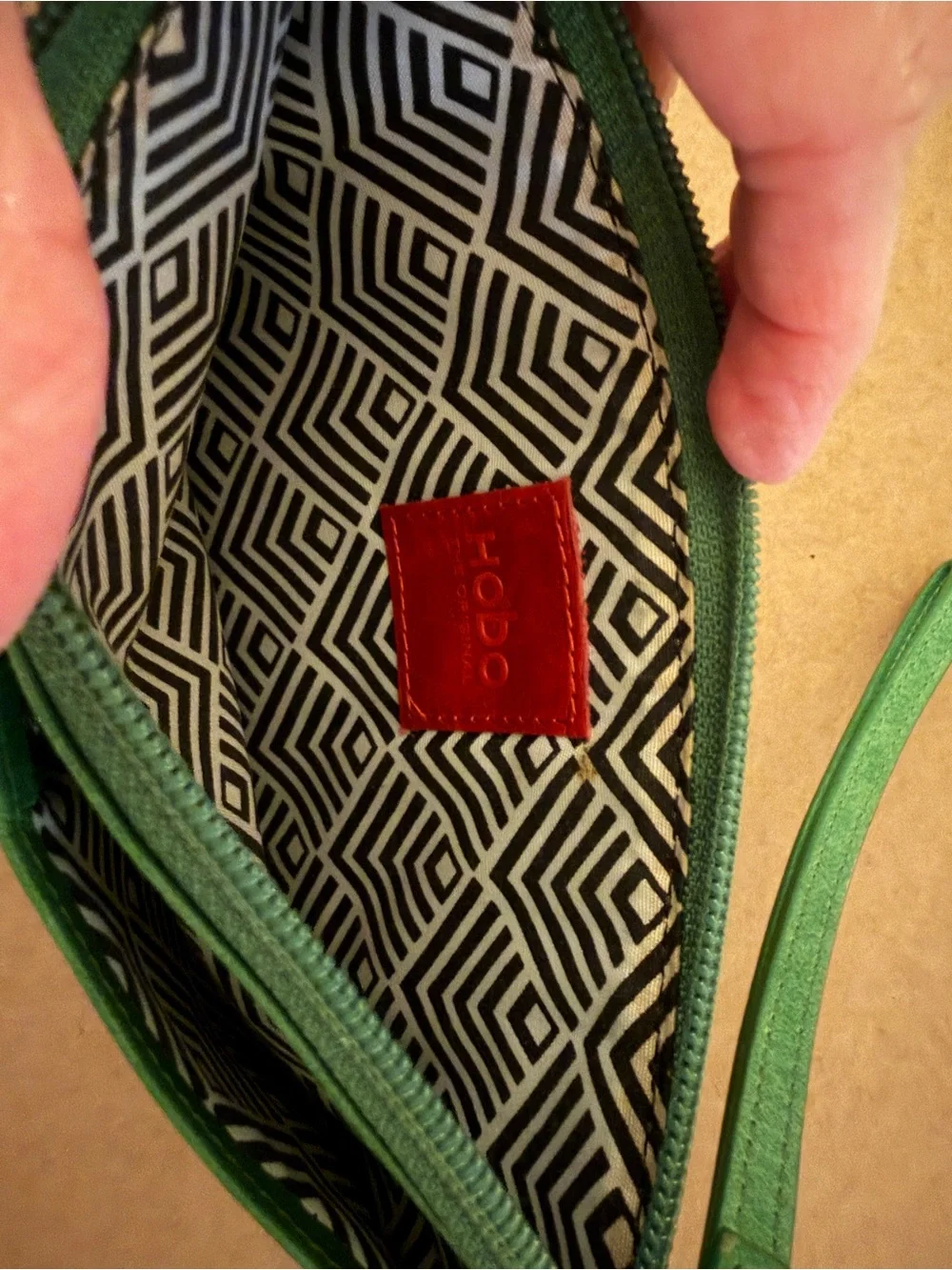 HOBO Green Wristlet Card Case with Geometric ID Window